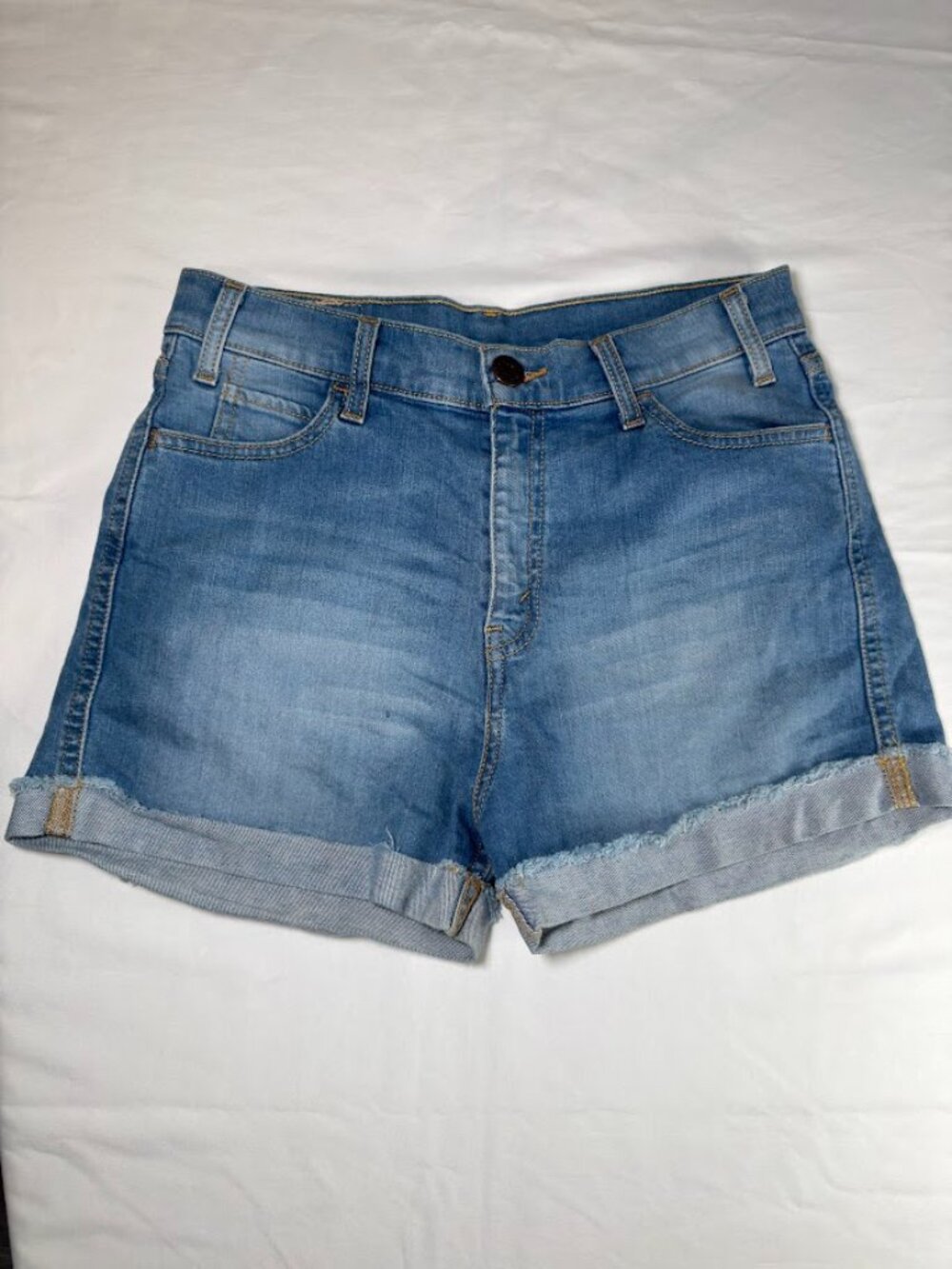 Levi’s 501 Blue Denim Cutoff Cuffed Shorts Approx W30